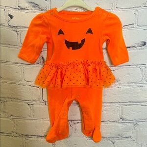 Carter’s Just One You Orange & Black Pumpkin Tutu Onesie Size Newborn